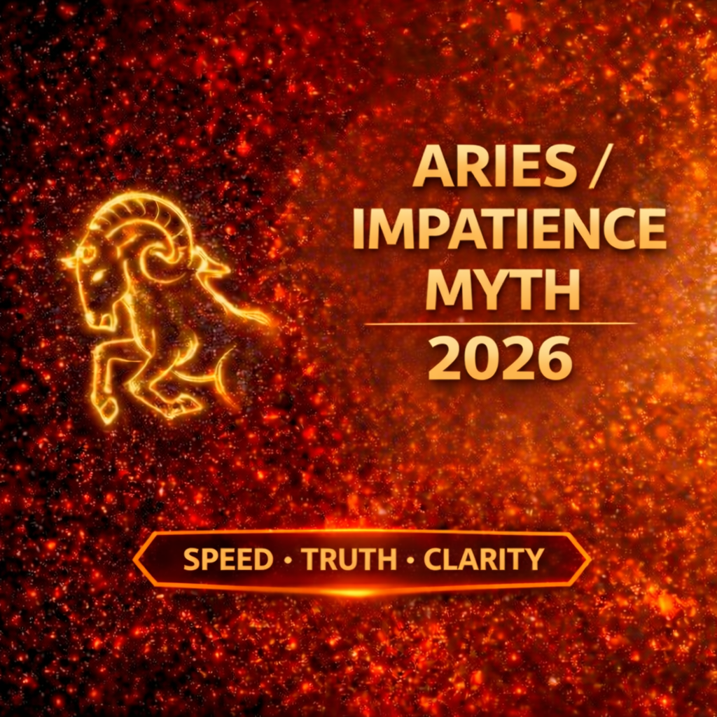 Aries impatience myth 2026 cover image with speed truth clarity badge