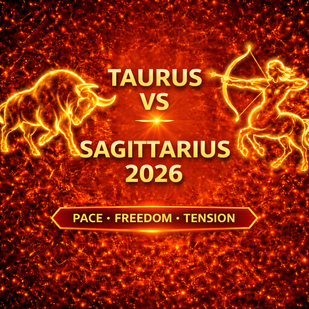 taurus sagittarius relationship 2026 cover image with pace freedom tension badge