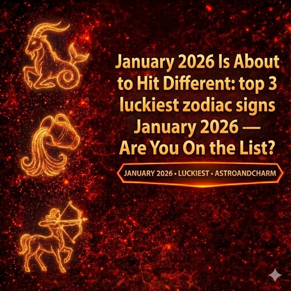 top 3 luckiest zodiac signs january 2026 cover image with lucky signs text and money love opportunities badge