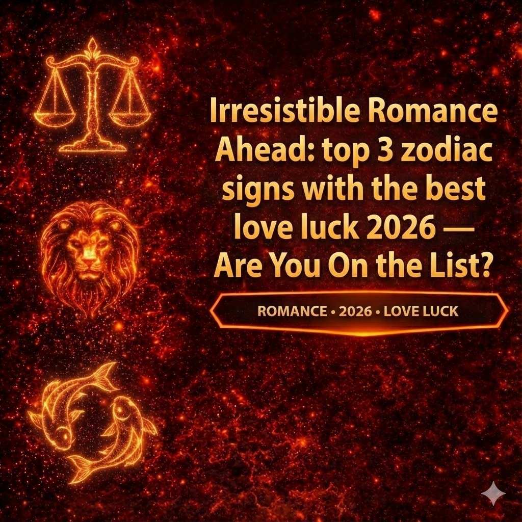 top 3 zodiac signs with the best love luck 2026 cover image with romance admirers dates badge