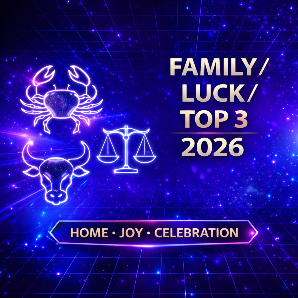 zodiac signs with the best family luck 2026 cover image with home joy celebration badge