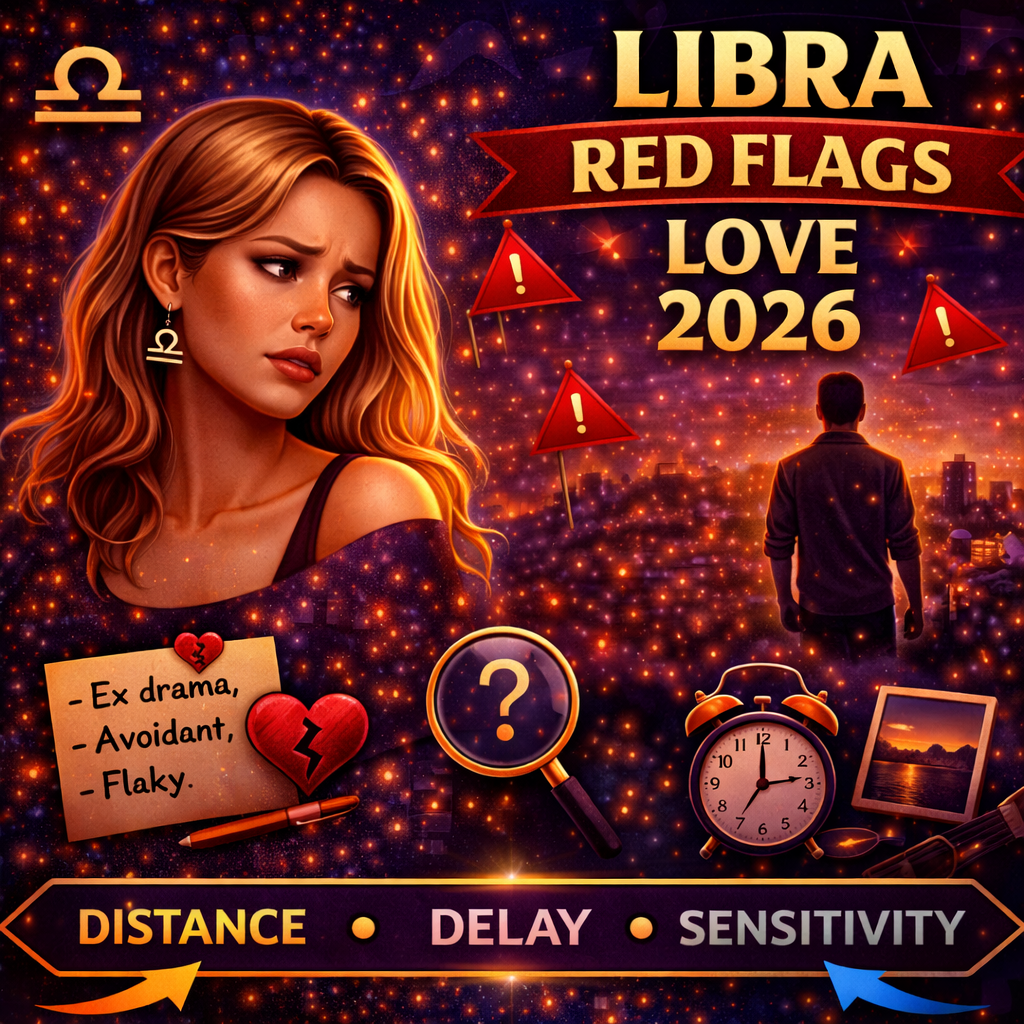 libra relationship red flags in 2026 cover image with distance delay doubt badge