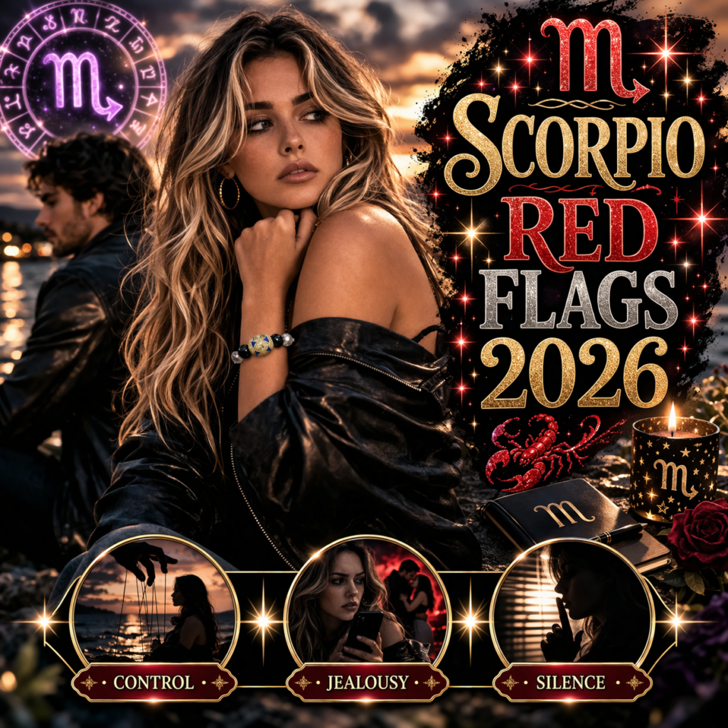 Scorpio Relationship Red Flags in 2026: What to Watch Before It Gets Worse | AstroAndCharm scorpio relationship red flags in 2026 cover image with control jealousy silence badge