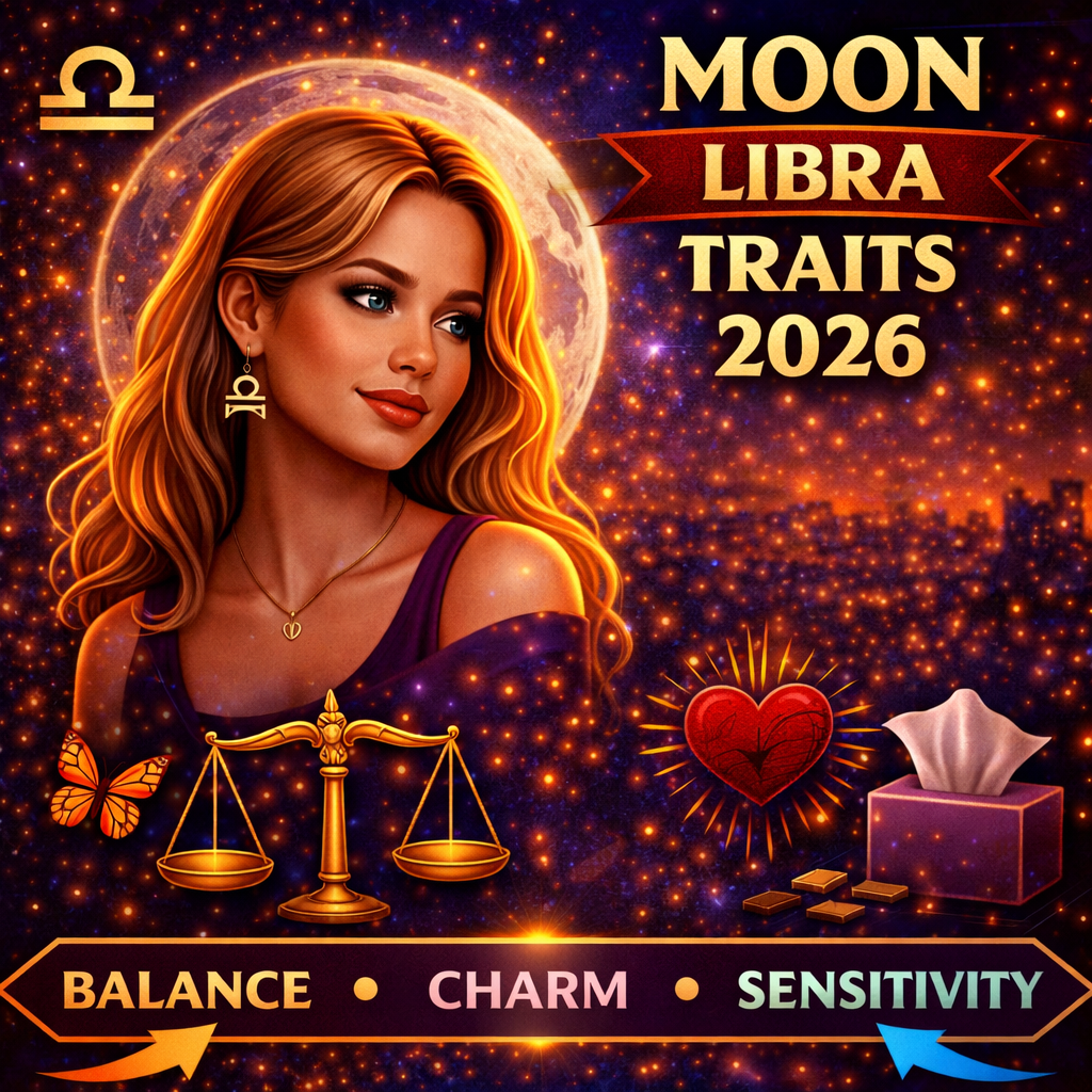 moon in libra personality traits in 2026 cover image with balance charm sensitivity badge