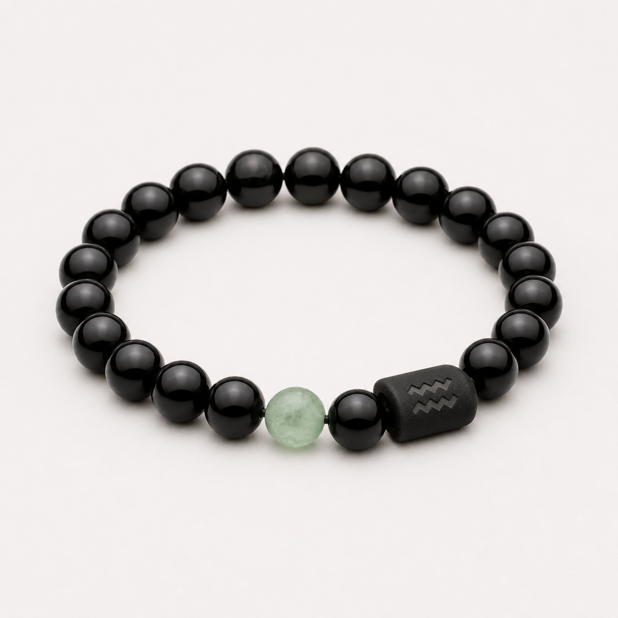 Aquarius Zodiac Bracelet with 8mm obsidian and Tiger’s Eye beads
