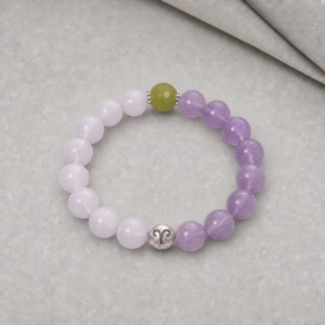 Aries Crystal Bracelet with 12mm kunzite and Xiuyan jade beads