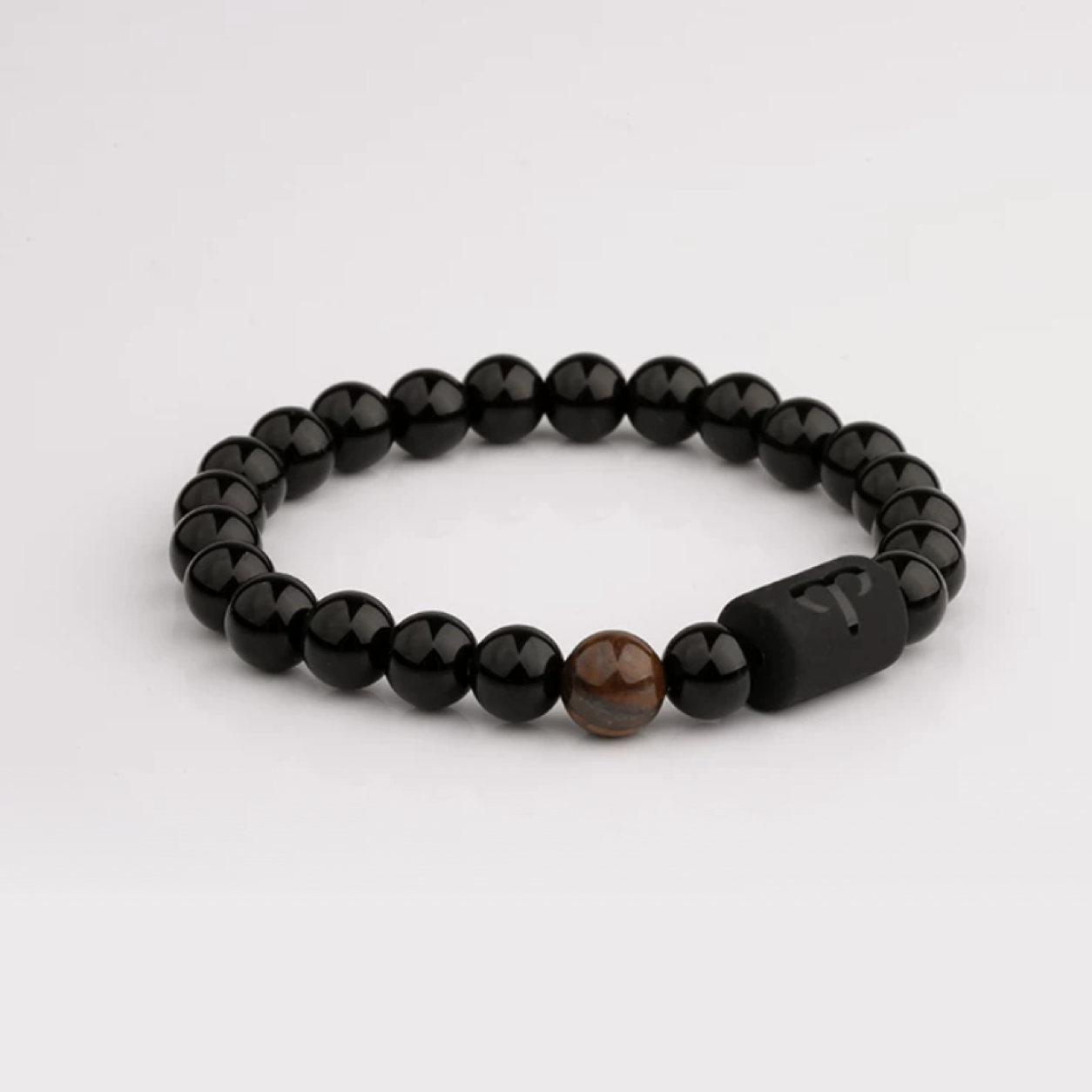 Aries Zodiac Bracelet with 8mm obsidian and Tiger’s Eye beads