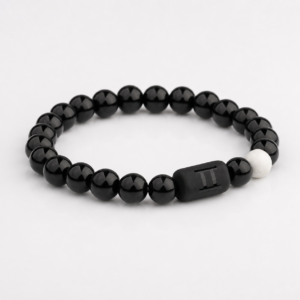 Gemini Zodiac Bracelet with 8mm obsidian and Tiger’s Eye beads