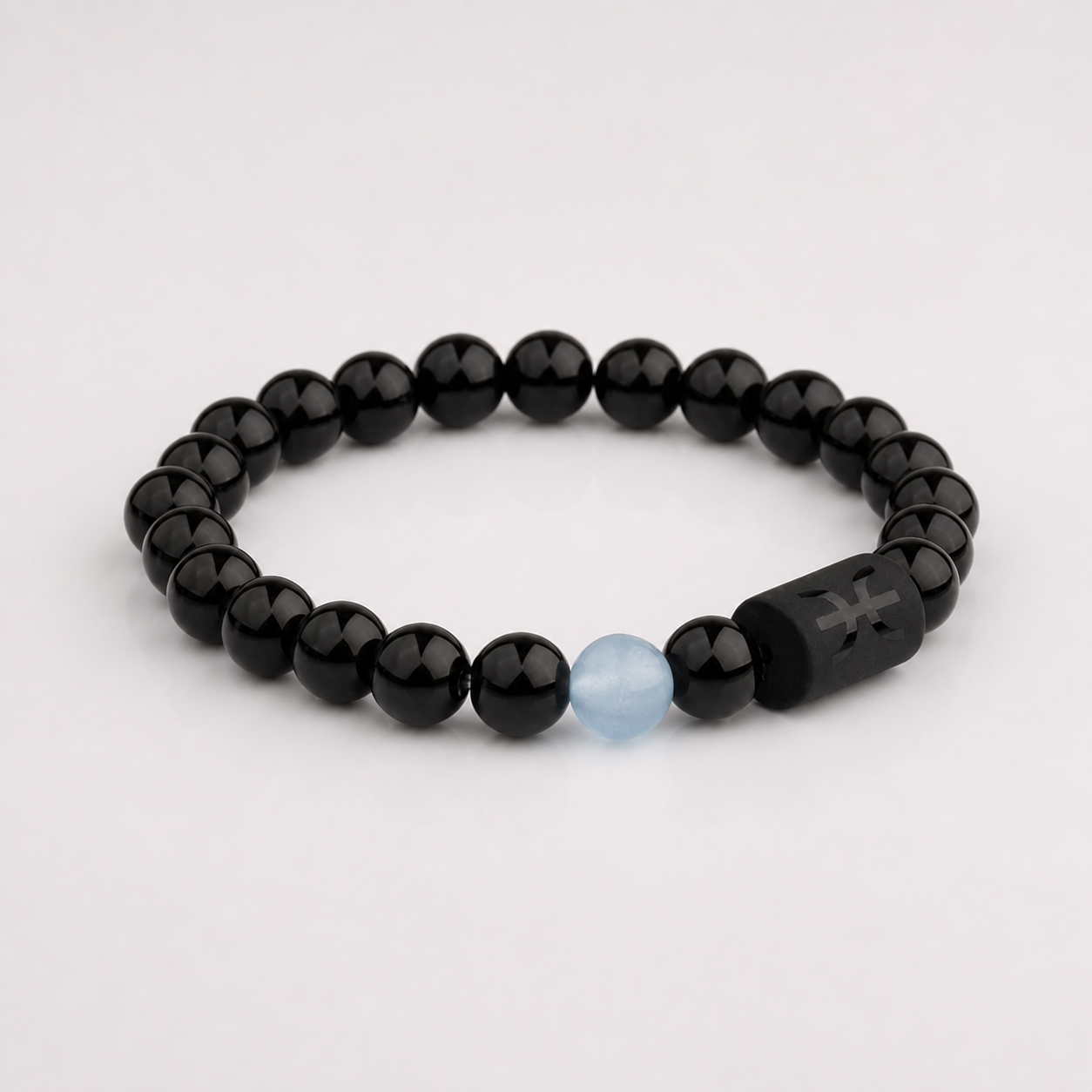 Pisces Zodiac Bracelet with 8mm obsidian and Tiger’s Eye beads