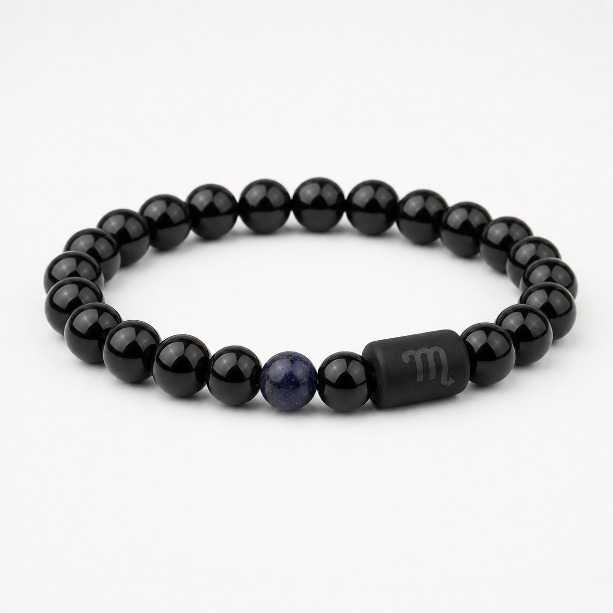 Scorpio Zodiac Bracelet with 8mm obsidian and Tiger’s Eye beads