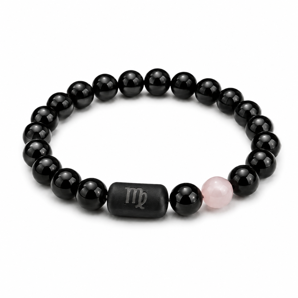 Virgo Zodiac Bracelet with 8mm obsidian and Tiger’s Eye beads