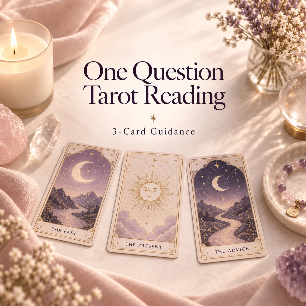 One Question Tarot Reading with three cards for past, present and advice